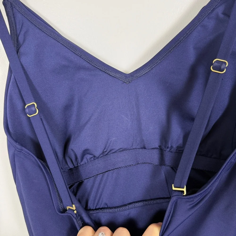 Lands’ End Navy Swim Dress Size Large Built-In Bra Tummy Control NWOT Modest - Picture 5 of 7